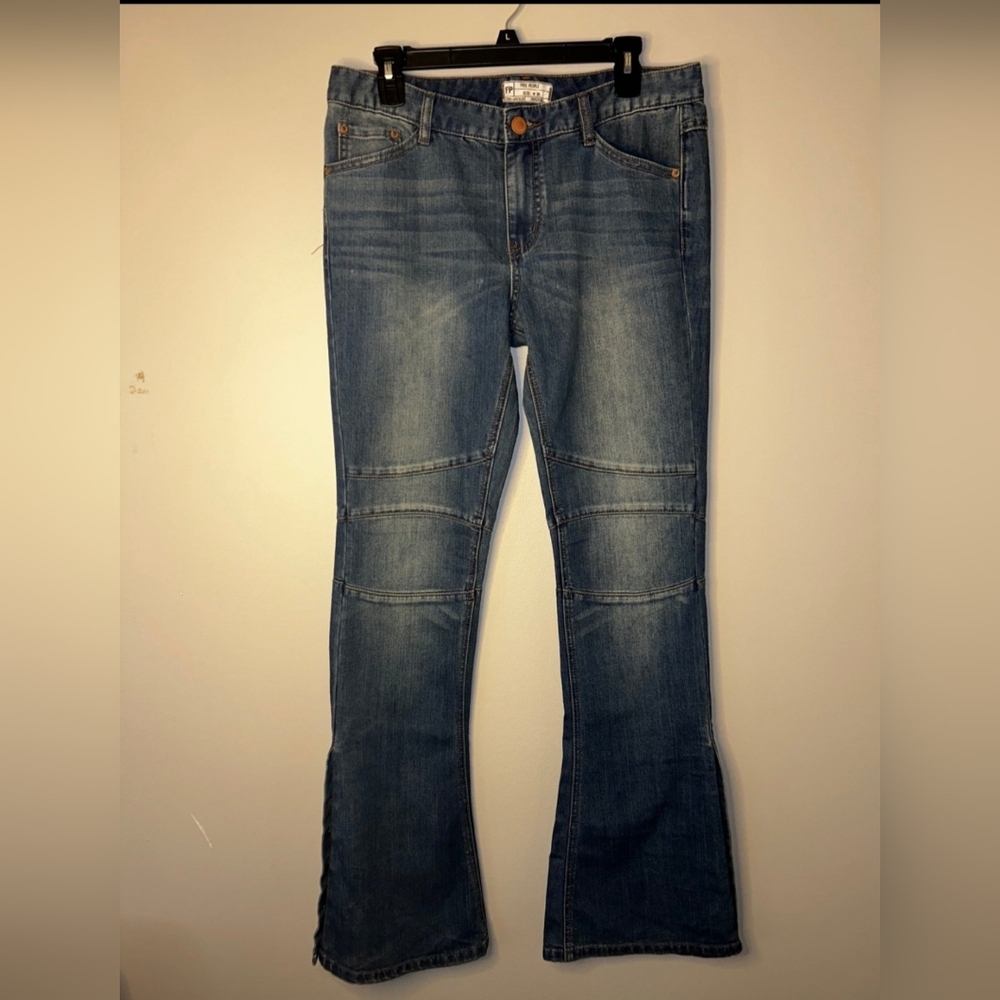 Free People Bell Flare Button Jeans